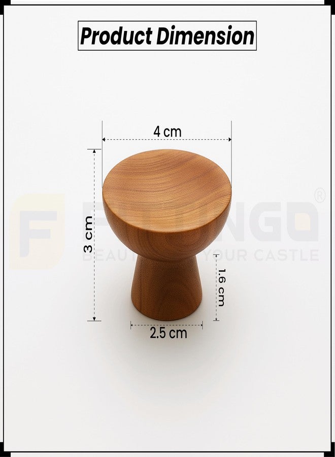 FITTINGO Teak Wood Centre Curv Design Drawer Knobs/Handle for Cabinet & Handle/Door Knobs/Wooden Knob for Drawer (1.5 Inch) Pack of 4 - Image 2
